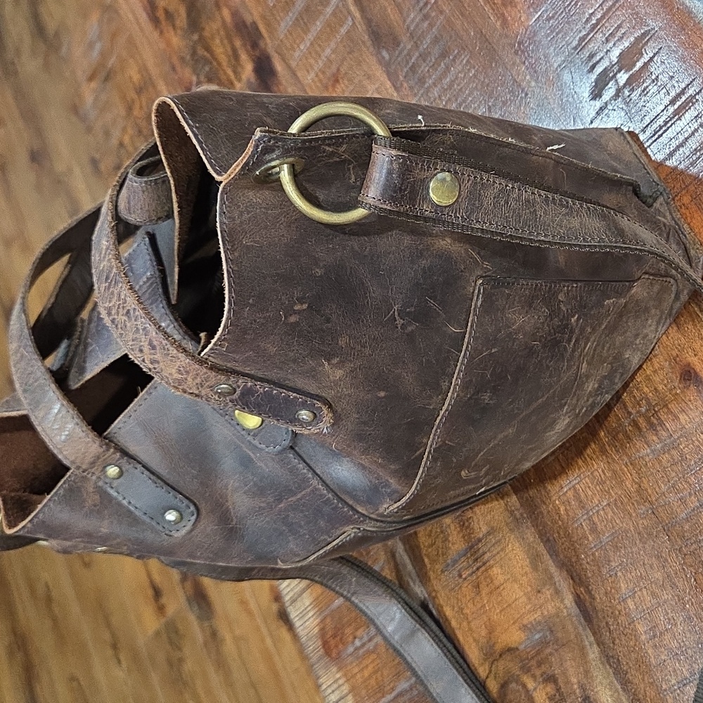 Vintage Genuine Brown Leather Men's Bag - Picture 4 of 14